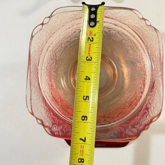 Vtg. Set Of 2 Indiana Glass Recollections Pink Madrid 7" Square Bowls 1976 - Picture 2 of 7